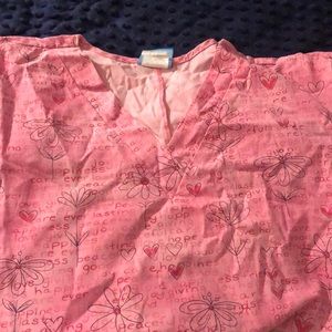 Scrub HQ Scrub top pink with daisies 2XL